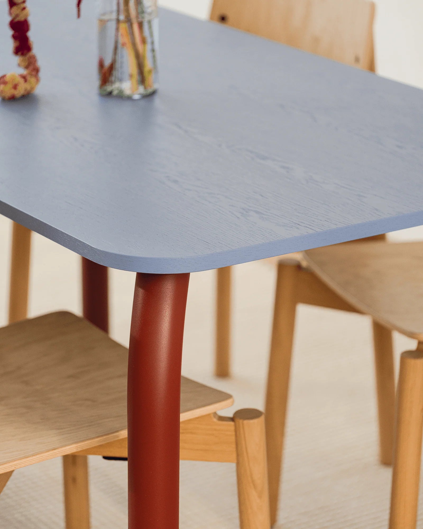 Meko Table - Large - Frosty Blue Top/Auburn Red Legs