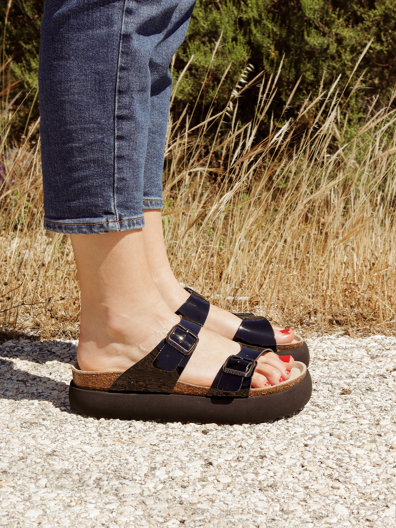 Sandalias Tika Vegan Charol Negro