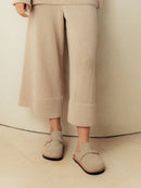 Zuecos grisel de piel de oveja y terciopelo color topo