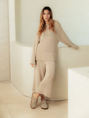 Zuecos grisel de piel de oveja y terciopelo color topo