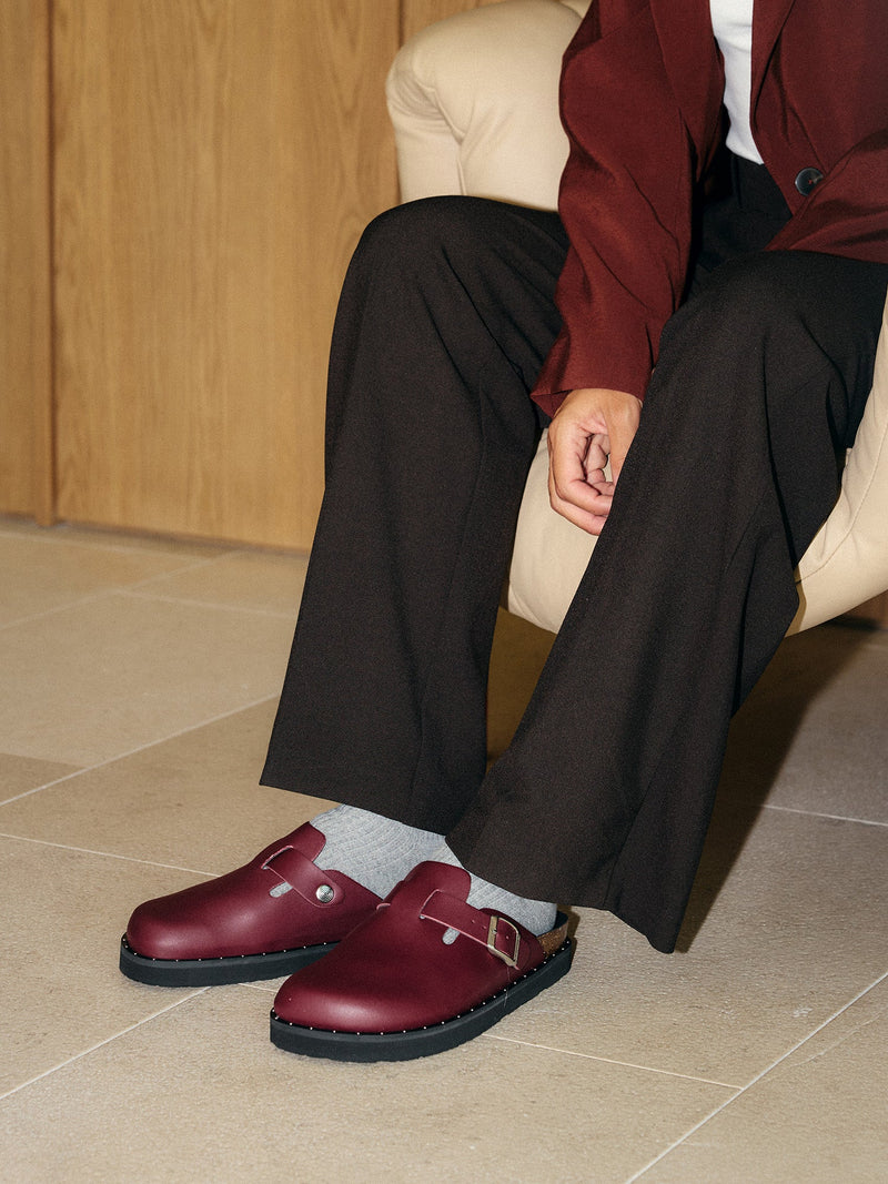 Sabots Riva Vegan Studs Burgundy