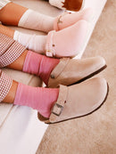 Zuecos Shetland de terciopelo color topo