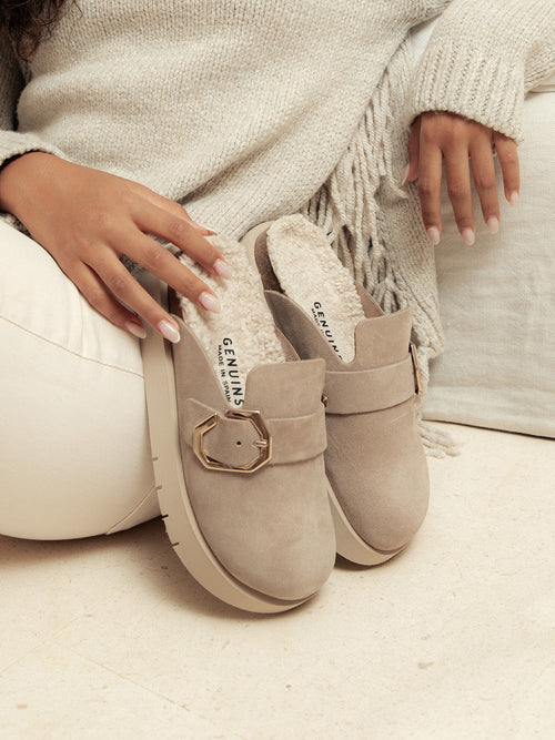 Grisel Velvet Taupe Clogs