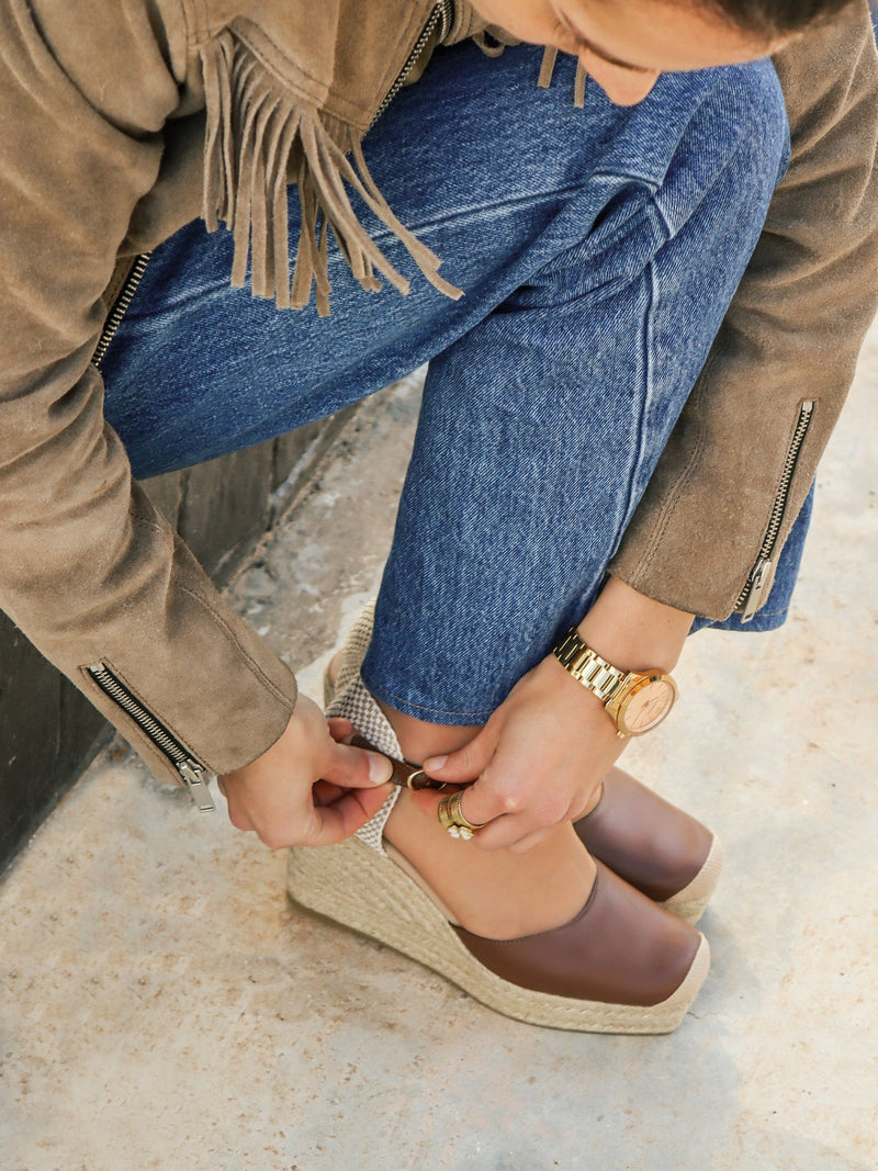 Alpargatas Tokat De Piel Color Chocolate