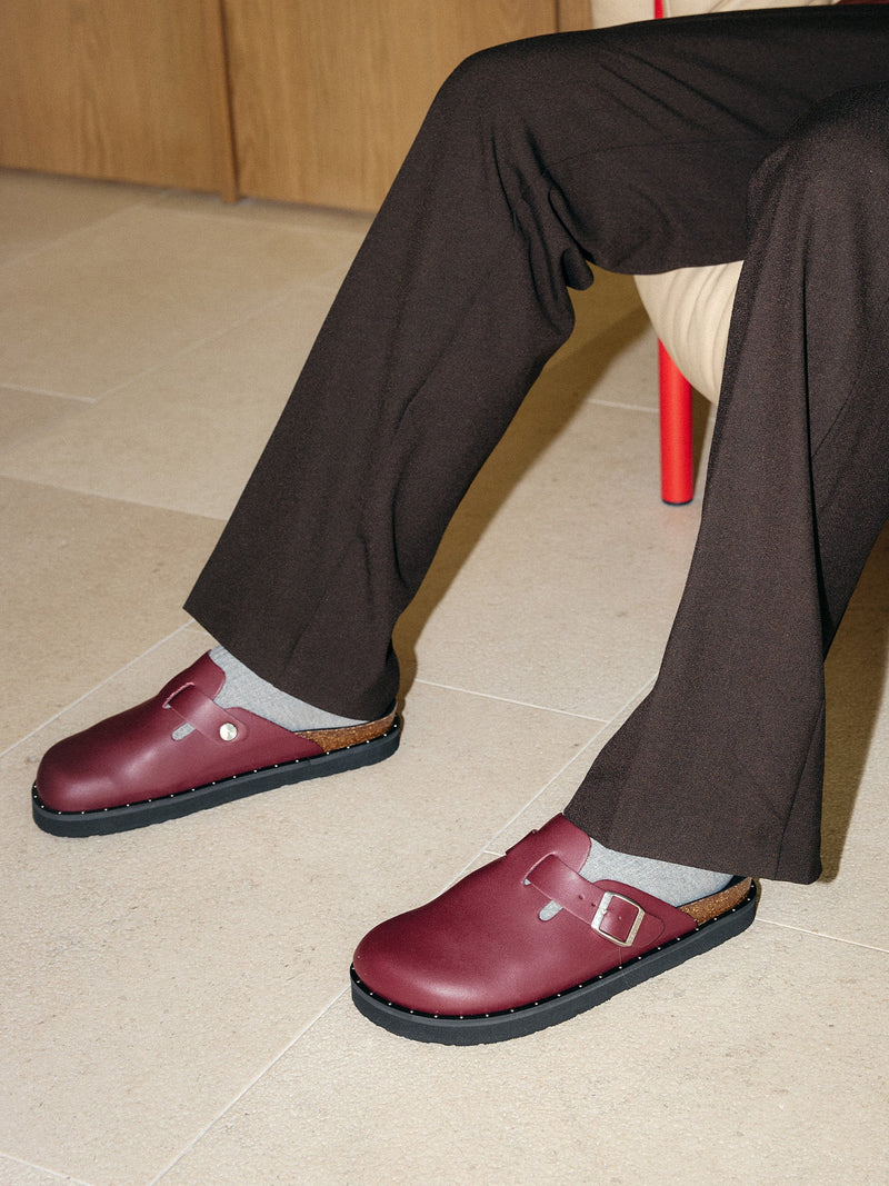 Sabots Riva Vegan Studs Burgundy