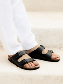 Sandalias negras de cuero engrasado Hawaii