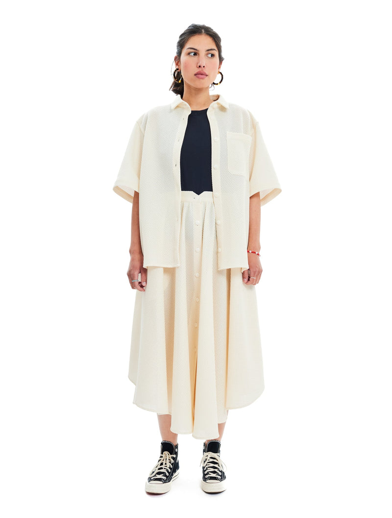 The Prom Falda De Malla Honey Comb Crema