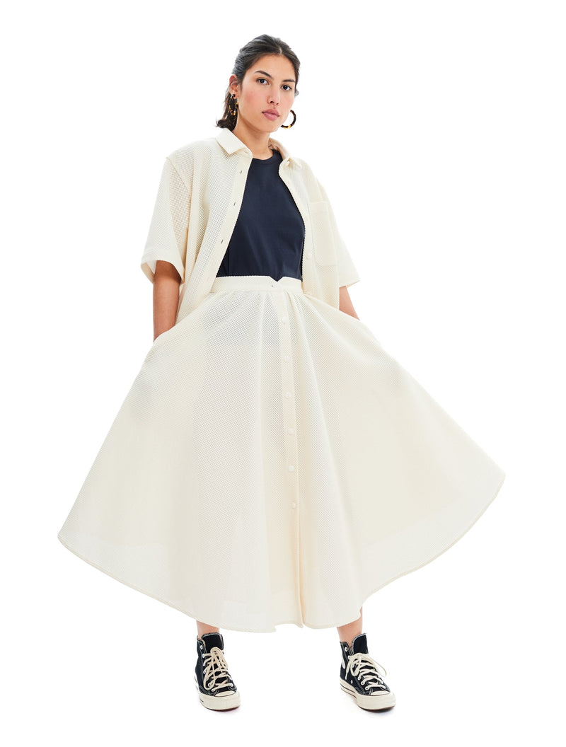 The Prom Falda De Malla Honey Comb Crema