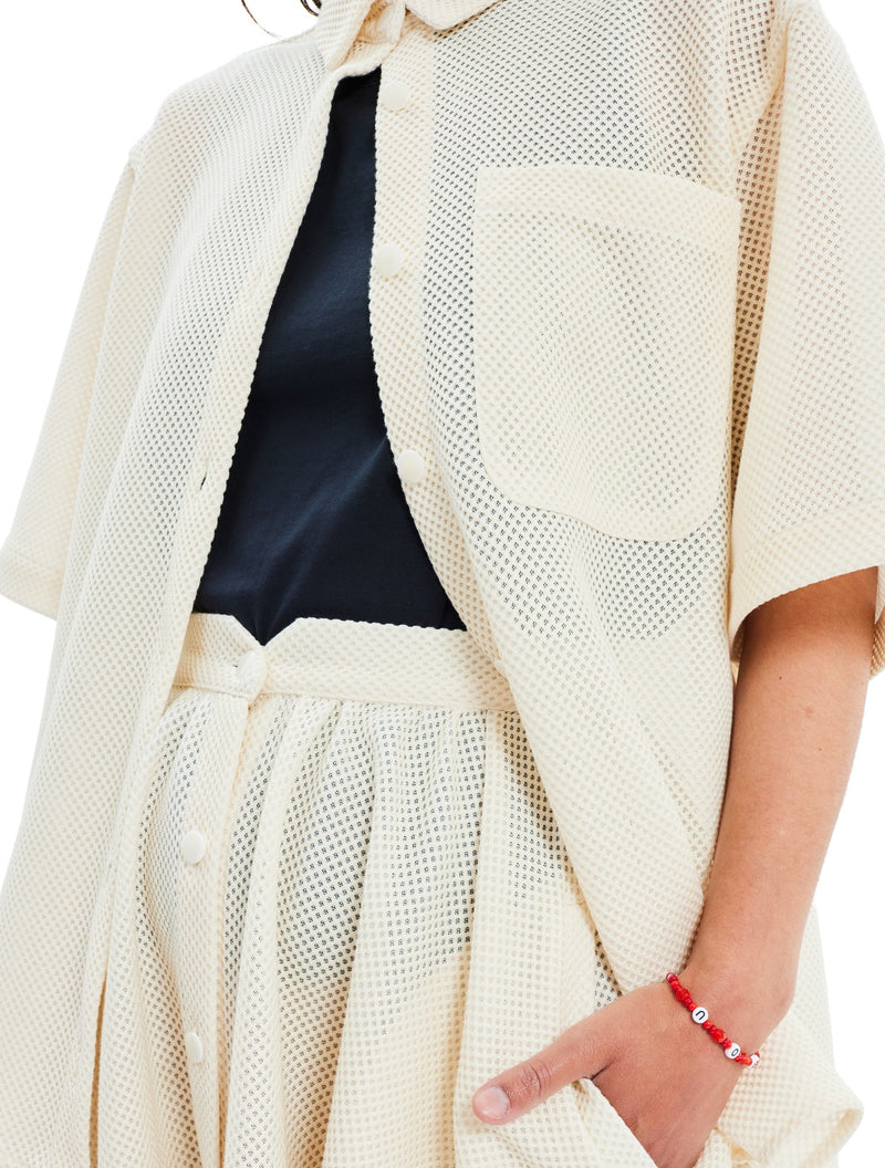 The Prom Falda De Malla Honey Comb Crema