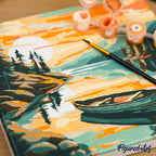 Mini Peinture Par Numéros 20X20Cm Avec Cadre Marche Paisible D'Une Geisha