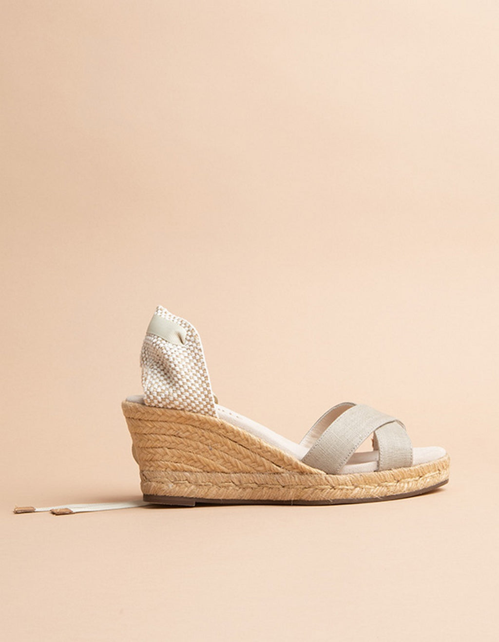 Espadrilles Mi-Talon Minorque Ruban - Toile Lin - Femme