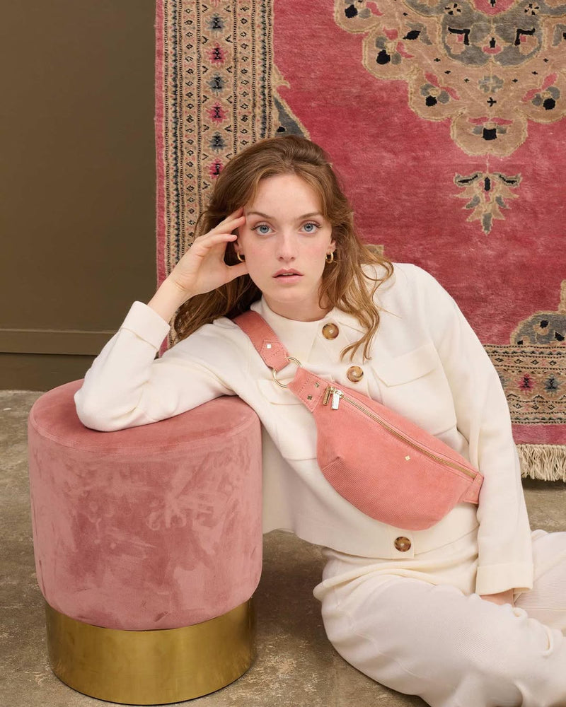 Misha Velvet Belt Bag - Pink