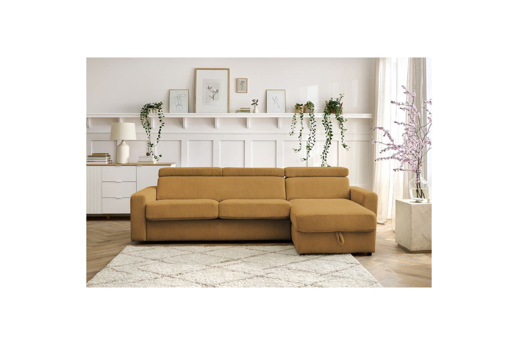 Reversible Corner Sofa Bed with Storage - 140x190 - Monaco - Corduroy