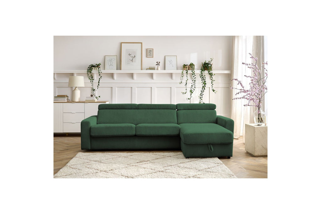 Reversible Corner Sofa Bed with Storage - 140x190 - Monaco - Corduroy