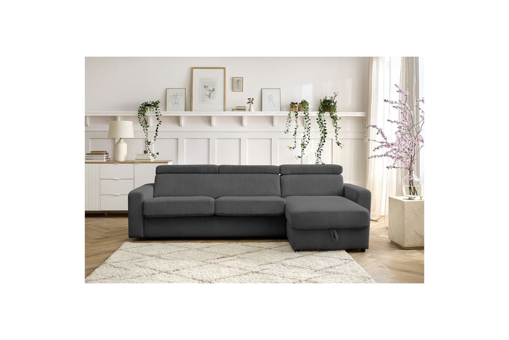 Reversible Corner Sofa Bed with Storage - 140x190 - Monaco - Corduroy