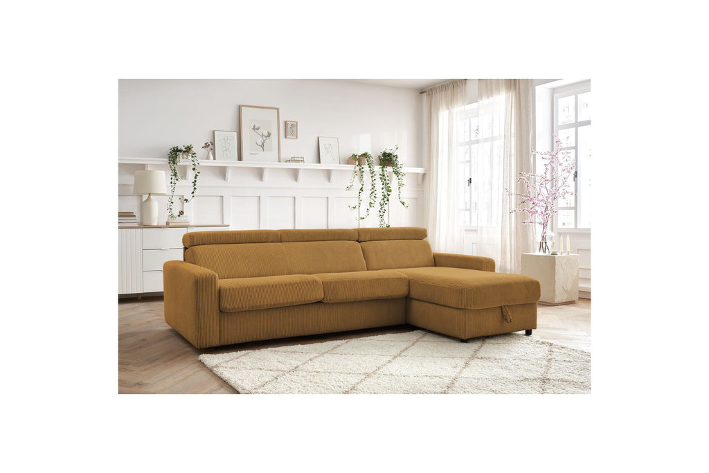 Reversible Corner Sofa Bed with Storage - 140x190 - Monaco - Corduroy