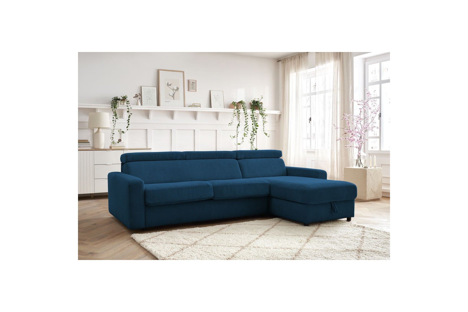 Reversible Corner Sofa Bed with Storage - 140x190 - Monaco - Corduroy