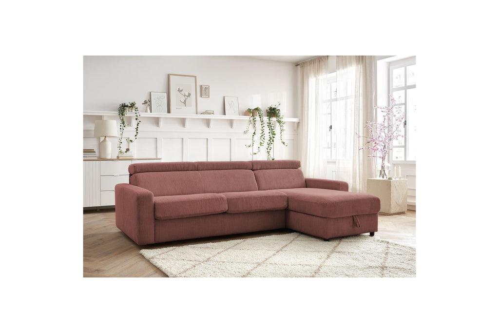Reversible Corner Sofa Bed with Storage - 140x190 - Monaco - Corduroy