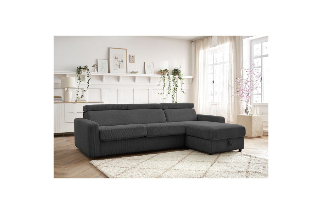 Reversible Corner Sofa Bed with Storage - 140x190 - Monaco - Corduroy