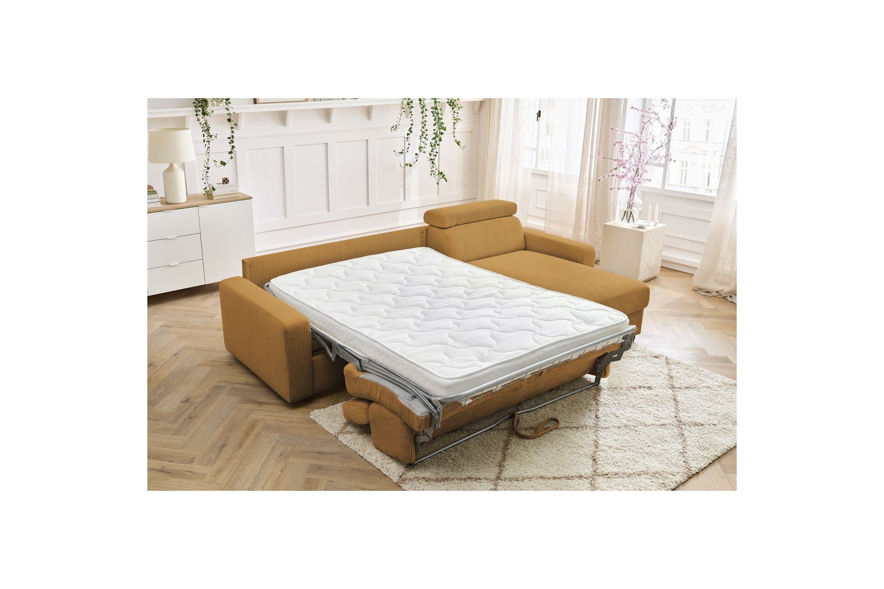 Reversible Corner Sofa Bed with Storage - 140x190 - Monaco - Corduroy