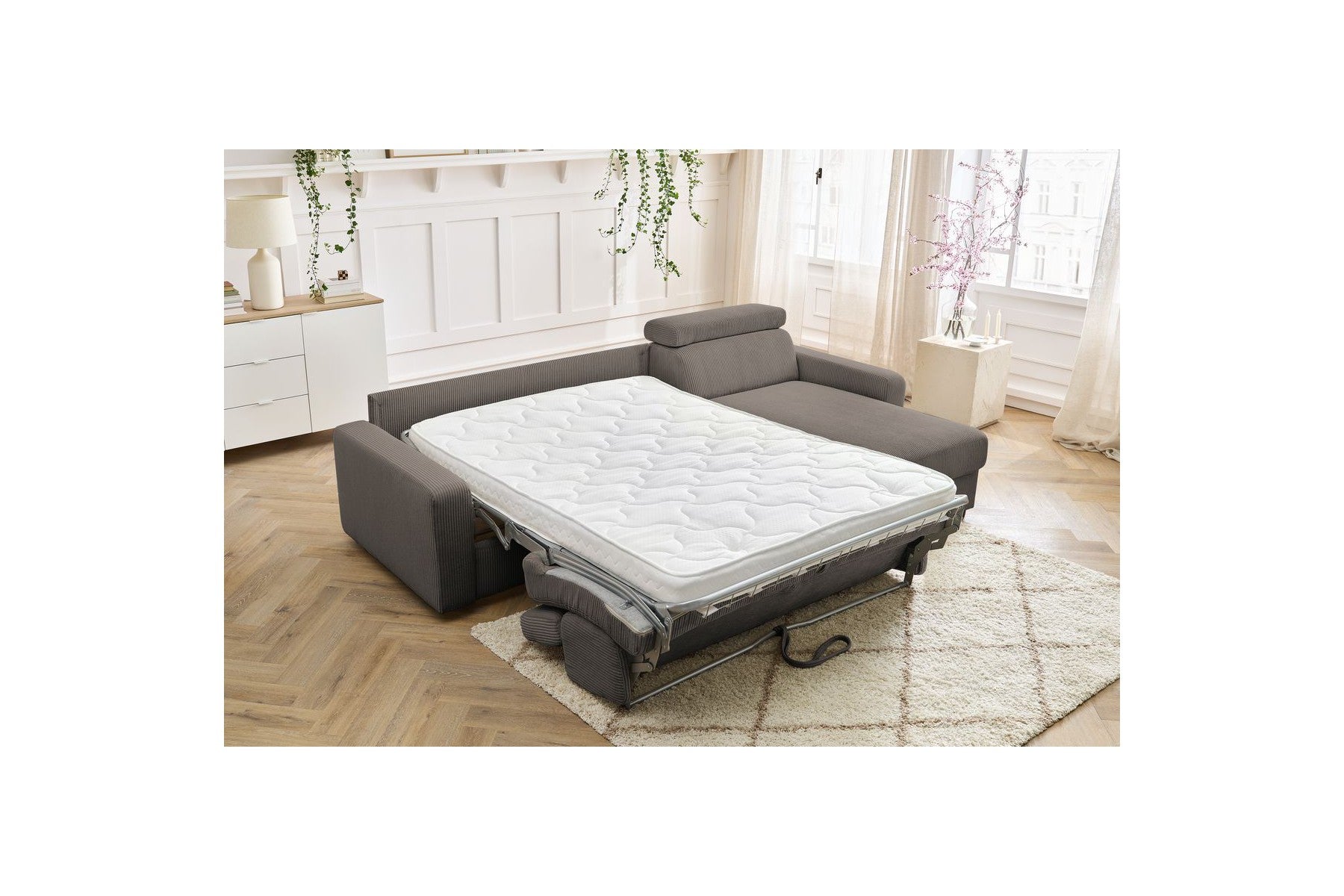 Reversible Corner Sofa Bed with Storage - 140x190 - Monaco - Corduroy
