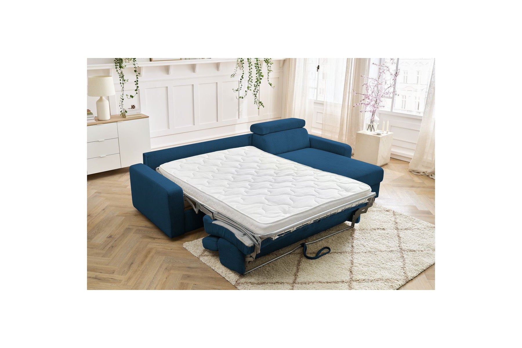 Reversible Corner Sofa Bed with Storage - 140x190 - Monaco - Corduroy