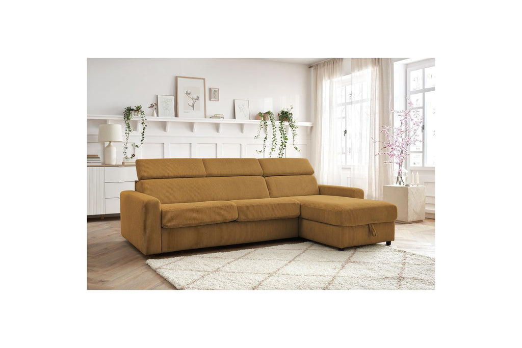 Reversible Corner Sofa Bed with Storage - 140x190 - Monaco - Corduroy