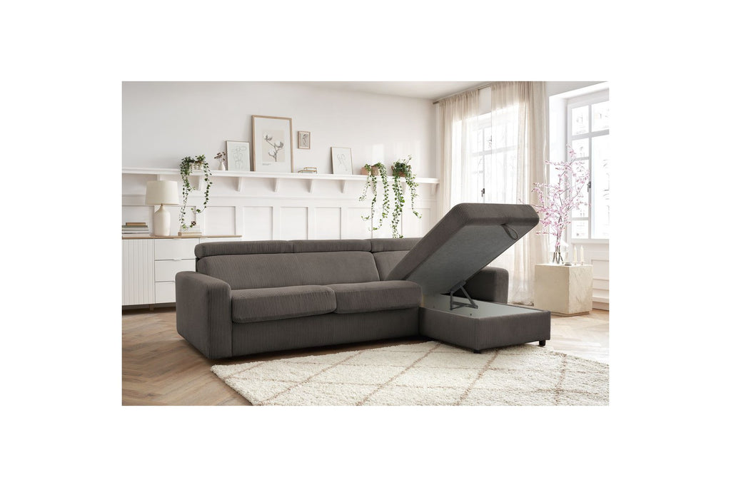 Reversible Corner Sofa Bed with Storage - 140x190 - Monaco - Corduroy