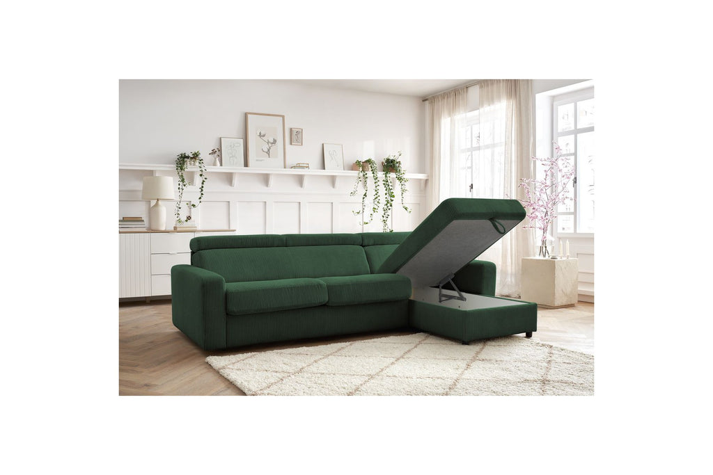 Reversible Corner Sofa Bed with Storage - 140x190 - Monaco - Corduroy
