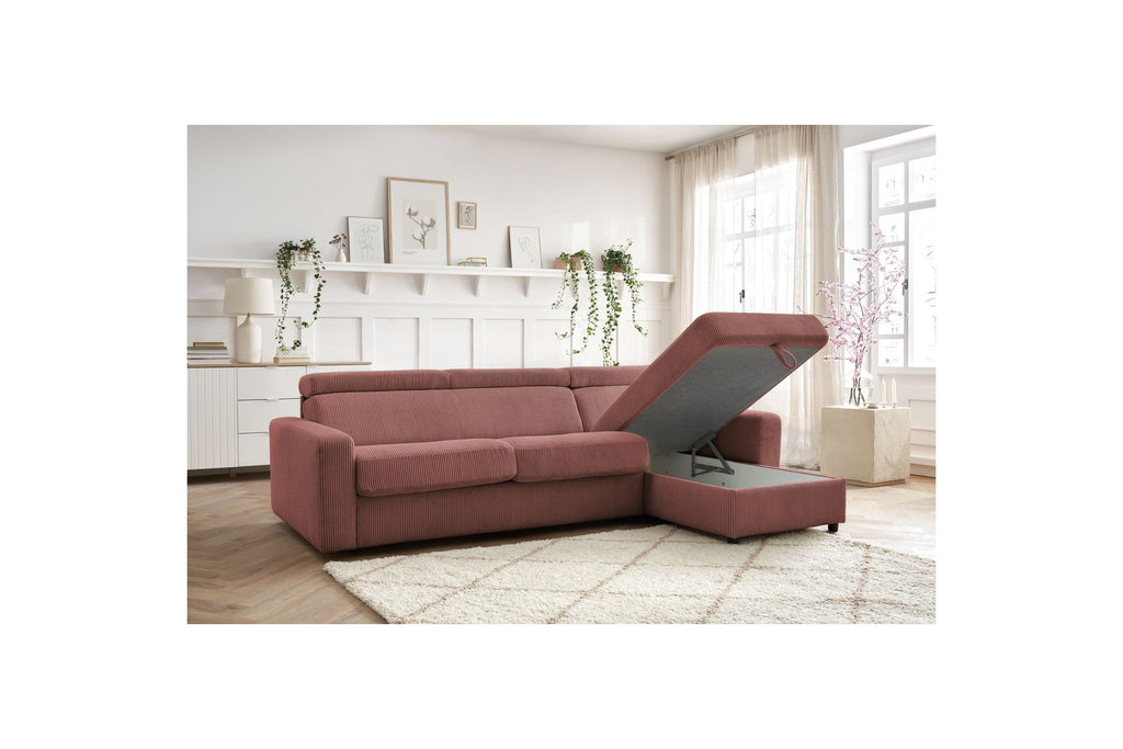 Reversible Corner Sofa Bed with Storage - 140x190 - Monaco - Corduroy