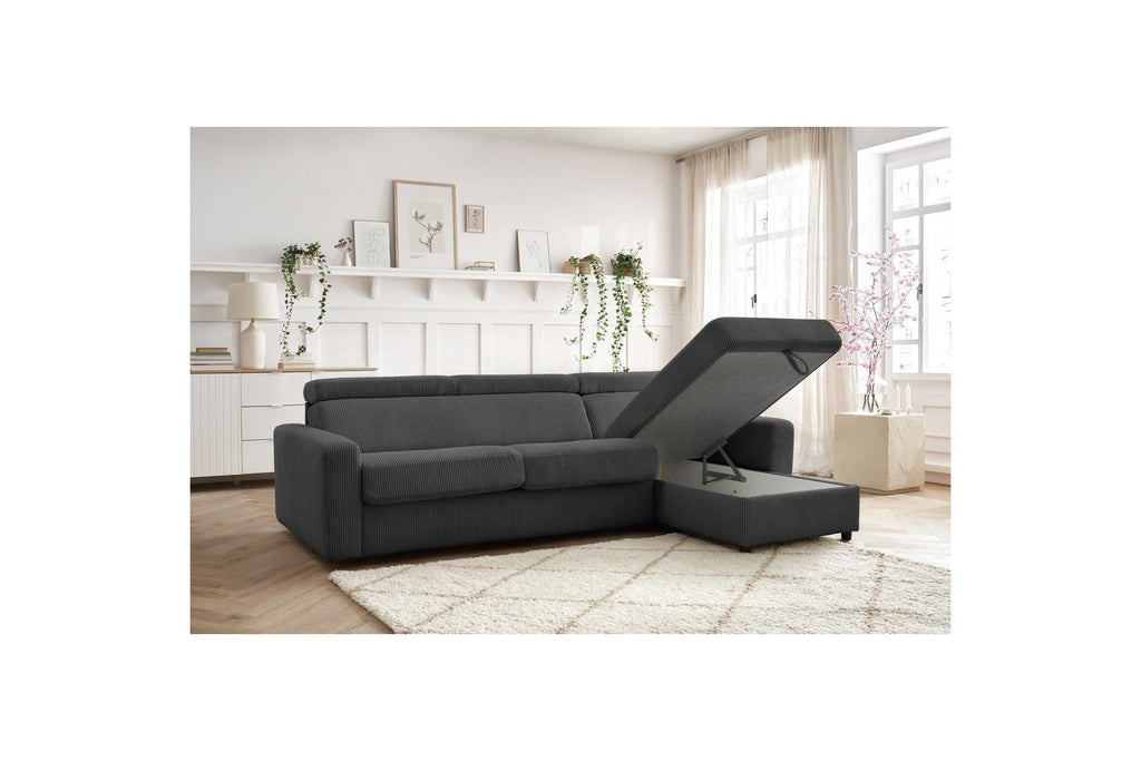 Reversible Corner Sofa Bed with Storage - 140x190 - Monaco - Corduroy