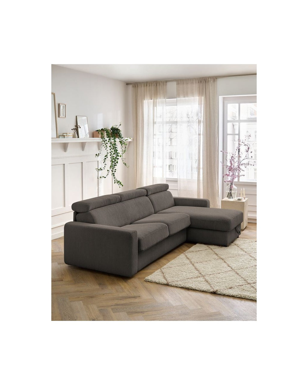 Reversible Corner Sofa Bed with Storage - 140x190 - Monaco - Corduroy