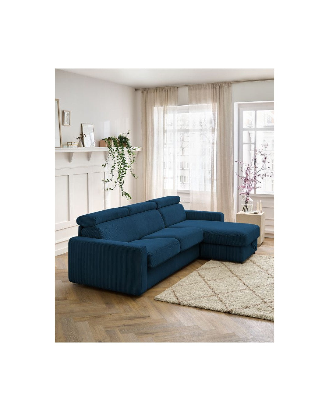 Reversible Corner Sofa Bed with Storage - 140x190 - Monaco - Corduroy