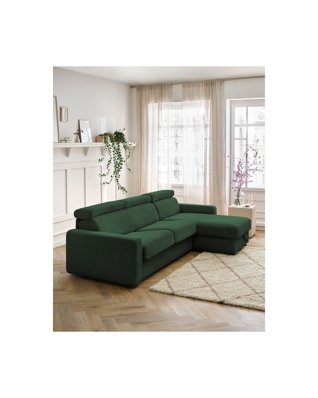 Reversible Corner Sofa Bed with Storage - 140x190 - Monaco - Corduroy