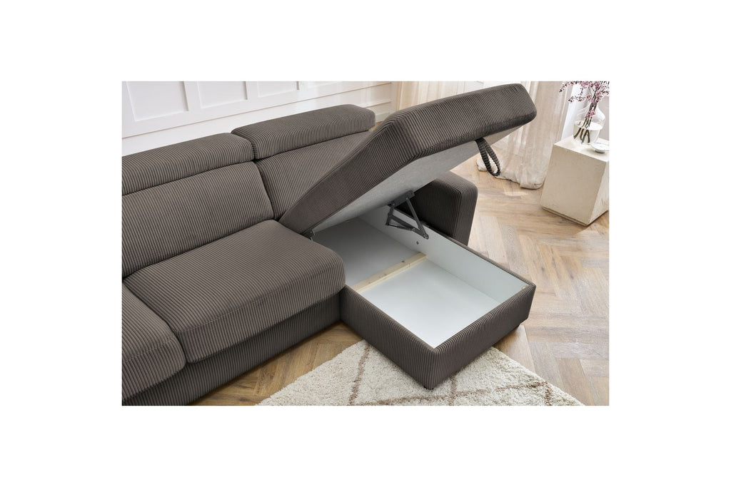 Reversible Corner Sofa Bed with Storage - 140x190 - Monaco - Corduroy