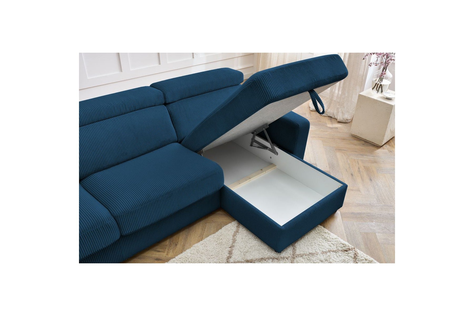 Reversible Corner Sofa Bed with Storage - 140x190 - Monaco - Corduroy