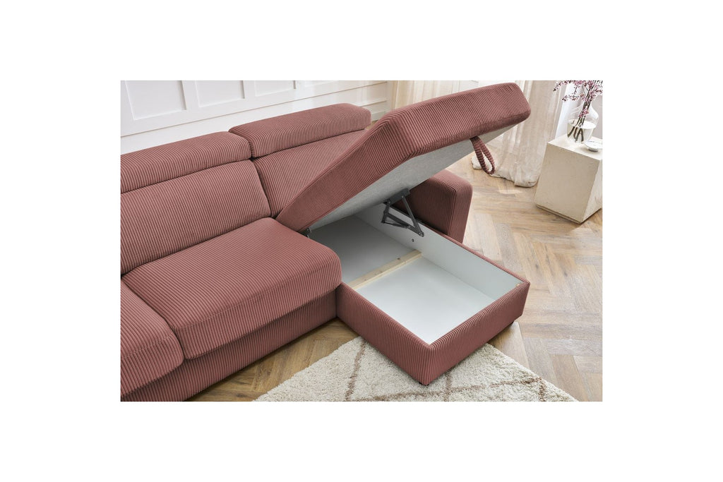 Reversible Corner Sofa Bed with Storage - 140x190 - Monaco - Corduroy