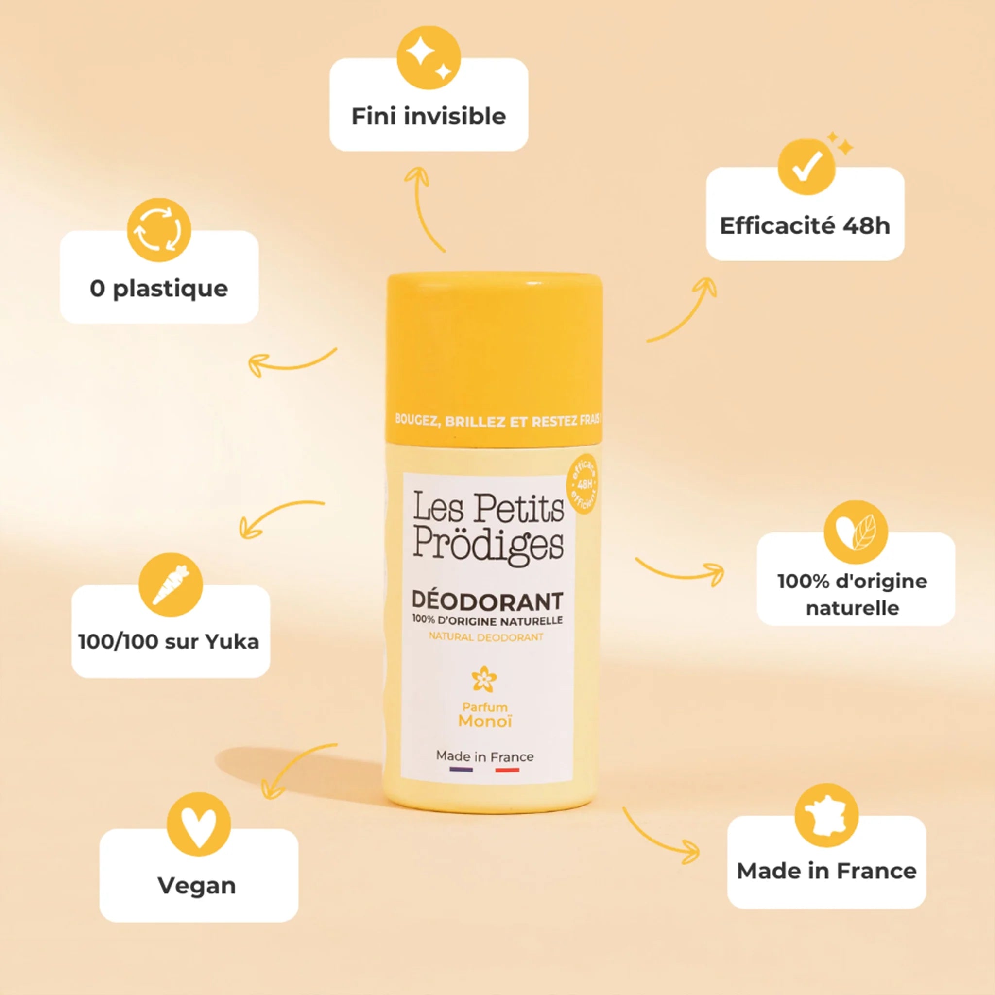 Déodorant Solide efficace 48h monoï zéro trace blanche