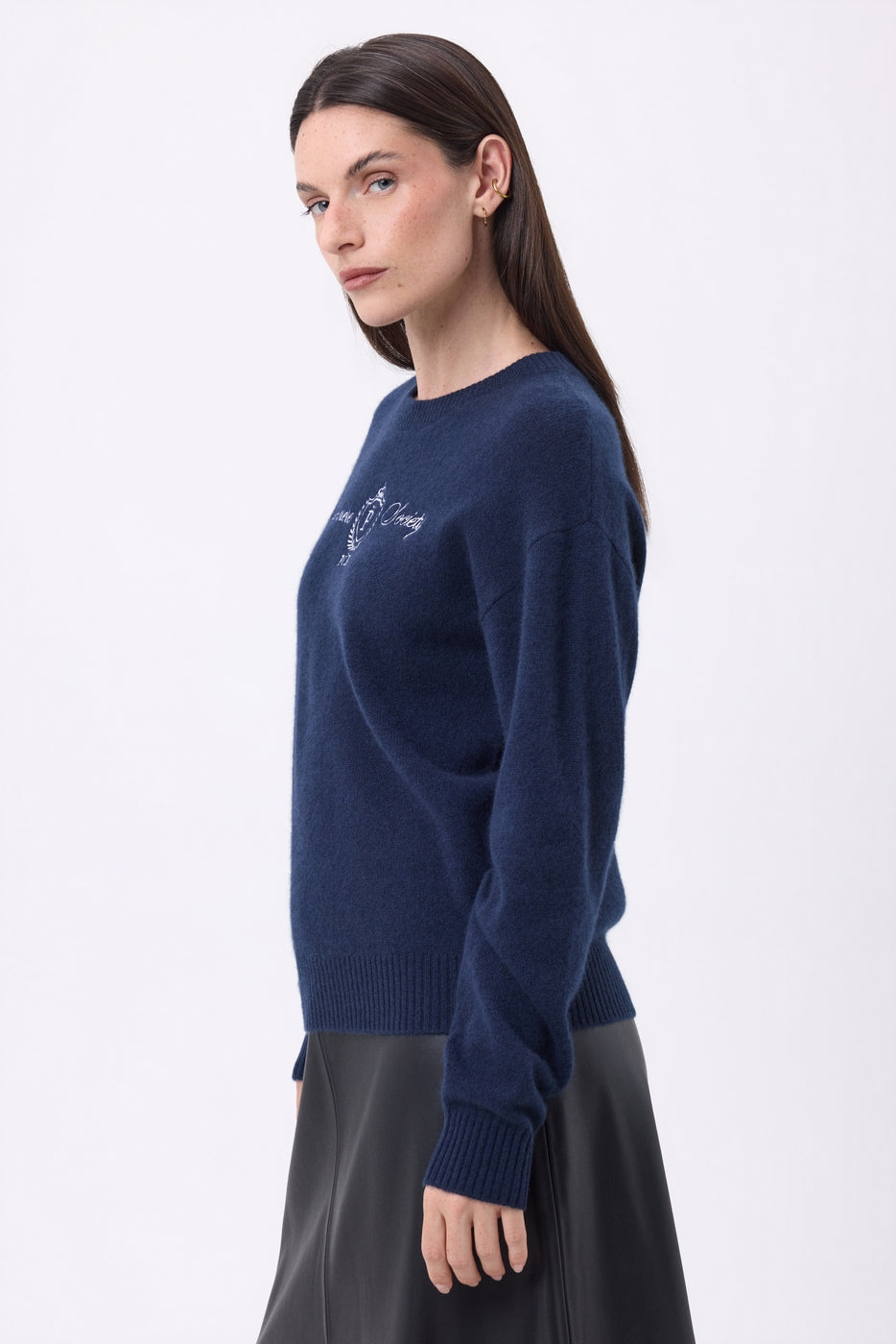 Jersey de cuello redondo bordado Monte Carlo - Azul marino - Mujer