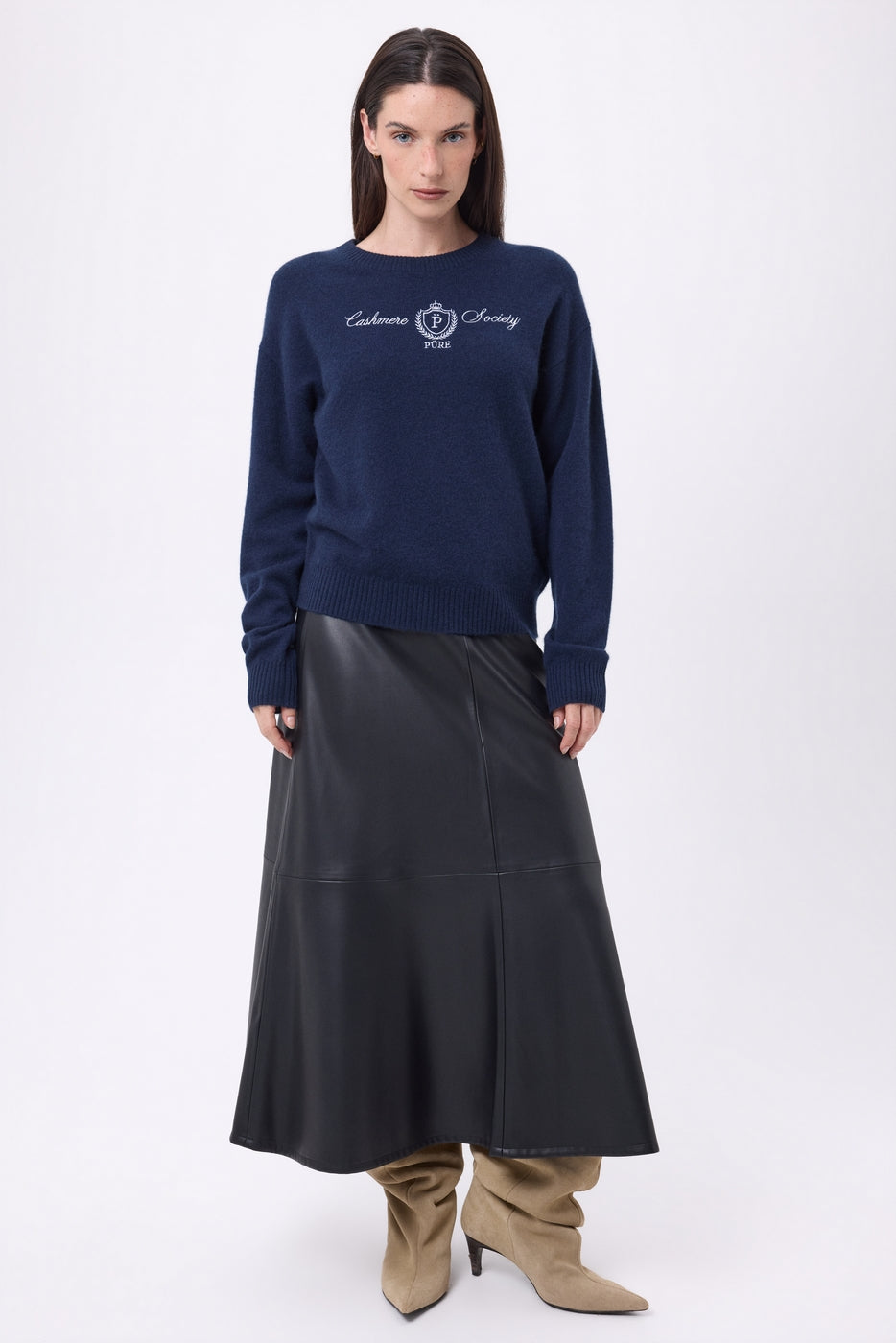 Jersey de cuello redondo bordado Monte Carlo - Azul marino - Mujer