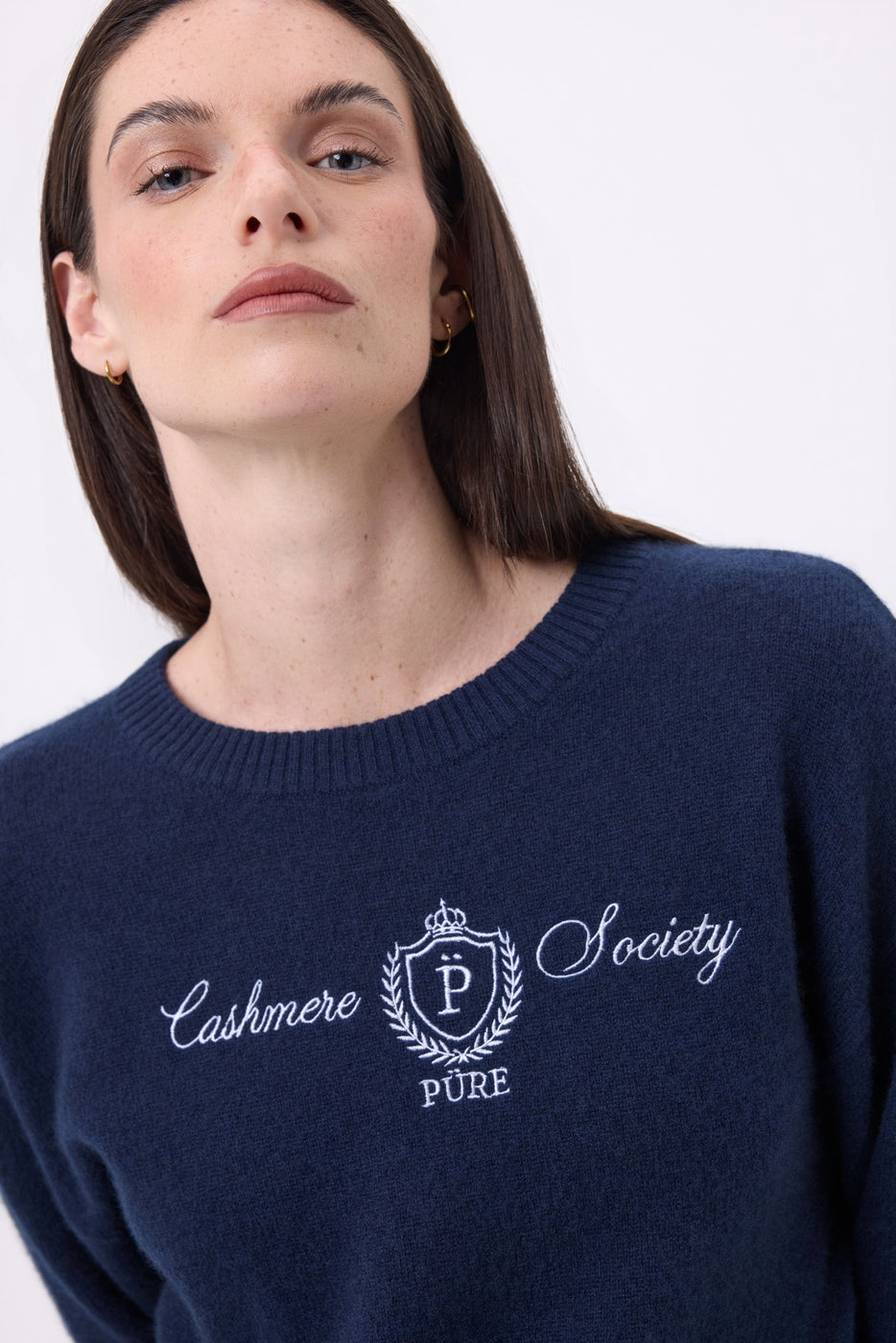 Jersey de cuello redondo bordado Monte Carlo - Azul marino - Mujer