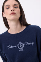 Jersey de cuello redondo bordado Monte Carlo - Azul marino - Mujer