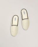 Mule femme bouclette de laine, blanc noir Angarde packshot haut