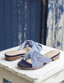 Antoinette sandals - Navy Gingham fabric