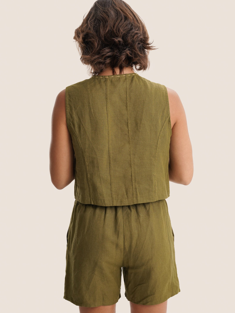 Top Green Linen Blend