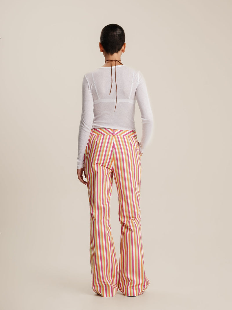 Pantalon Flared Striped