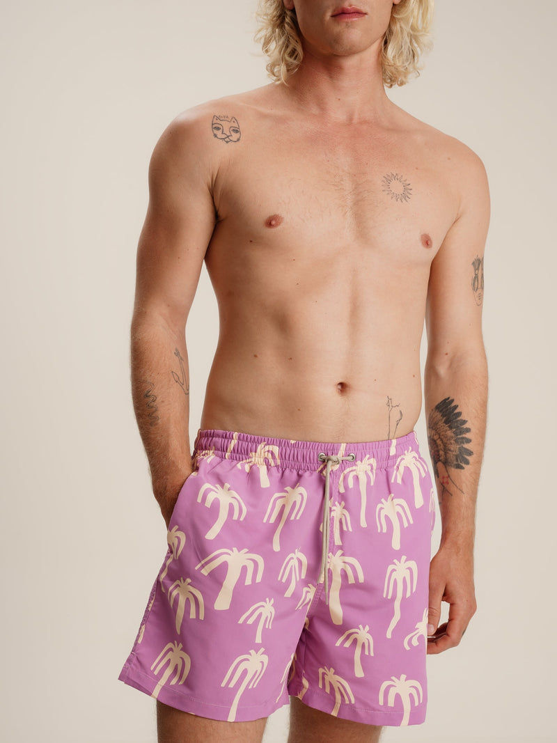 Short De Bain Homme Pink Palm