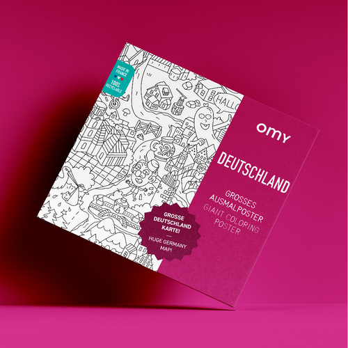 Poster géant à colorier Deutschland  allemand l'Allemagne OMY, couverture illustrée avec fond rose