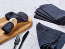 Serviette De Table - 6 Pièces - Lin Et Coton Bleu Nuit