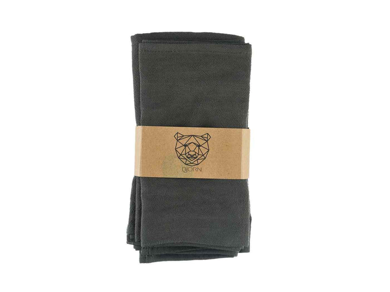 Serviette De Table - 6 Pièces - Lin Et Coton Gris Anthracite